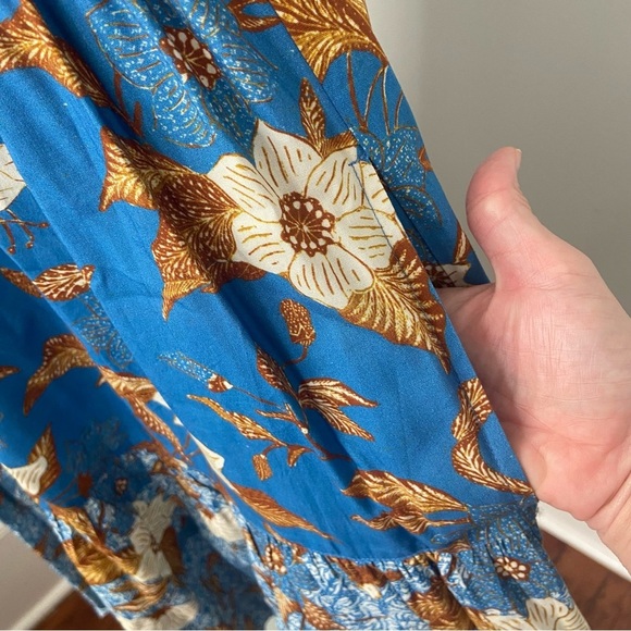 Ulla Johnson Gail Cotton Tiered Floral Dress Lapis size 4 - Picture 7 of 13